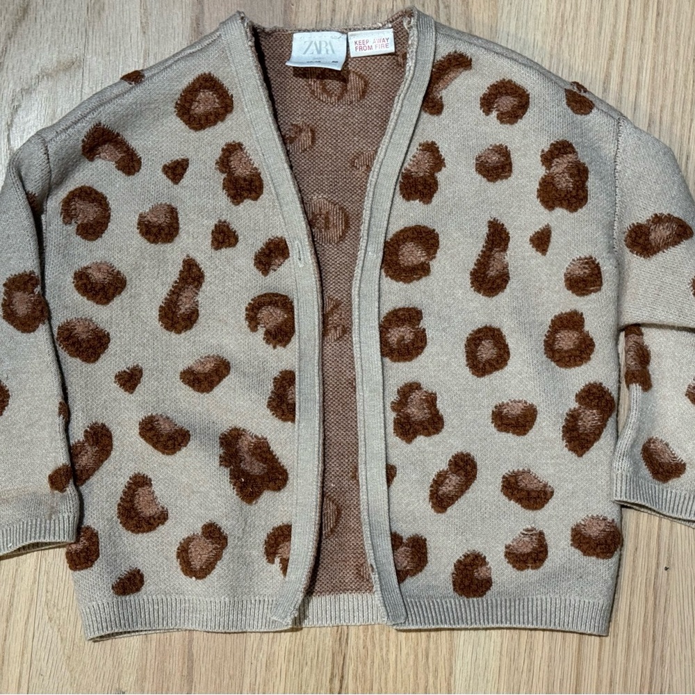 Zara Tan and Brown Animal Print Cardigan